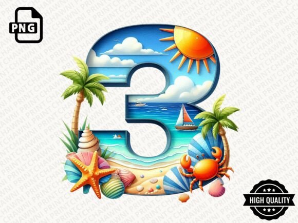 Download Watercolor Summer Number Clipart PNG - Summer Collection