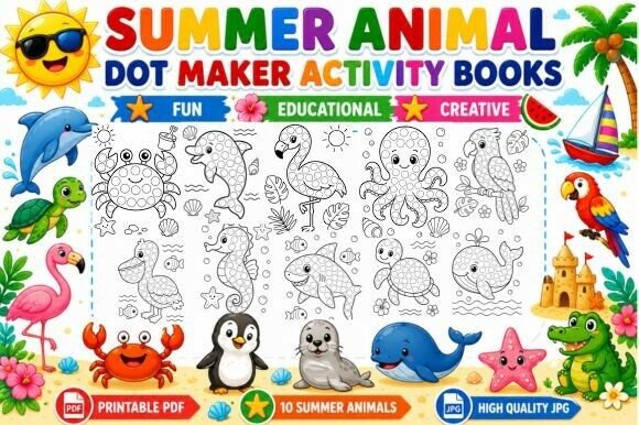 Download Summer Animal Dot Marker Coloring Pages - Summer Collection