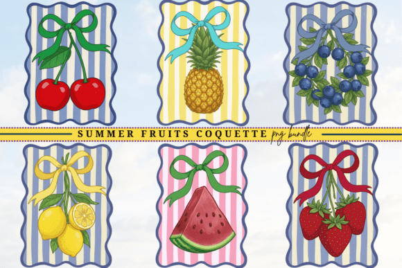 Download Retro Preppy Summer Fruits Coquette Png - Summer Collection