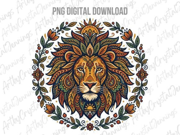 Download Majestic Ornate Lion Botanical PNG - Majestic Collection