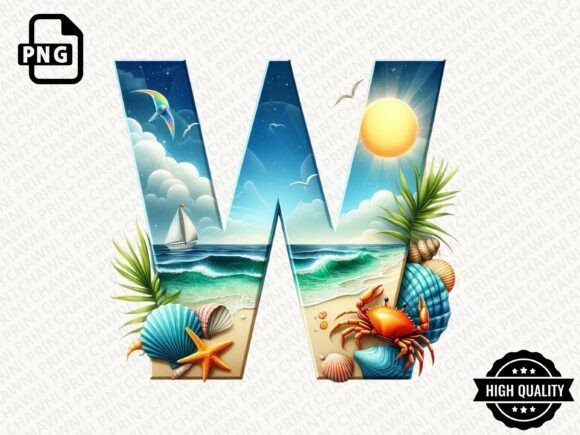 Download Watercolor Summer Alphabet Clipart PNG - Summer Collection
