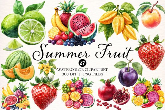 Download Watercolor Summer Fruit Clipart - Summer Collection