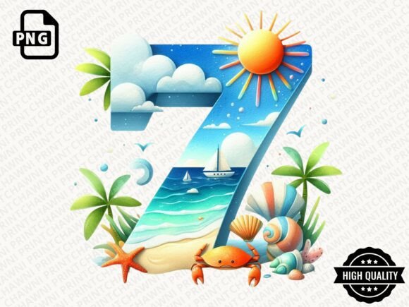 Download Watercolor Summer Number Clipart PNG - Summer Collection