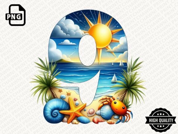 Download Watercolor Summer Number Clipart PNG - Summer Collection
