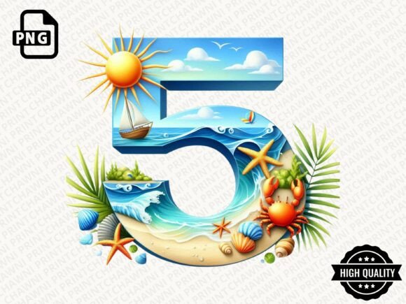 Download Watercolor Summer Number Clipart PNG - Summer Collection