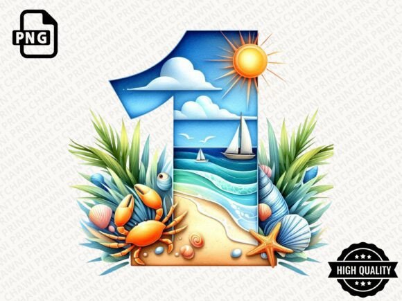 Download Watercolor Summer Number Clipart PNG - Summer Collection