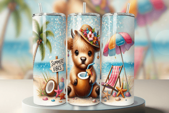 Download Summer Highland Cow Tumbler Wrap - Summer Collection