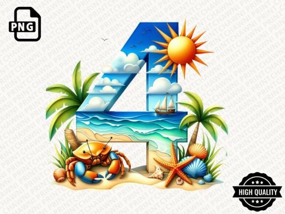 Download Watercolor Summer Number Clipart PNG - Summer Collection