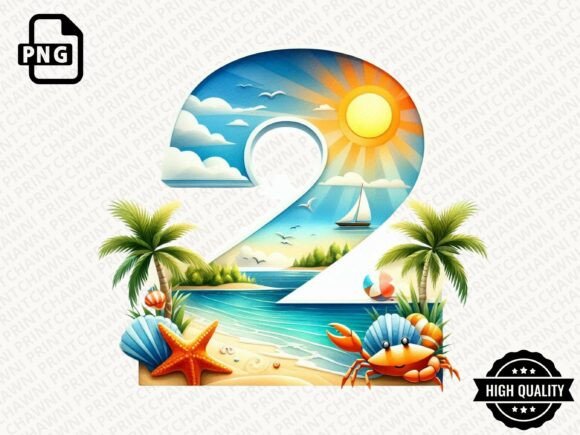 Download Watercolor Summer Number Clipart PNG - Summer Collection