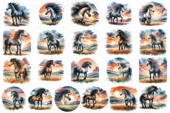 Download Majestic Horse Watercolor Clipart Bundle - Majestic Collection