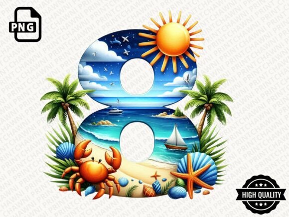 Download Watercolor Summer Number Clipart PNG - Summer Collection