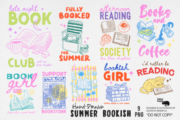 Download Summer Bookish Hand-Drawn PNG Bundle - Premium Resources