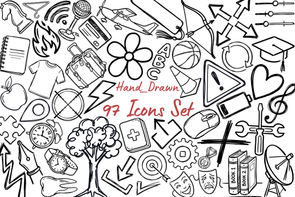Download 97 Versatile Hand-Drawn Doodle Icons - Versatile Collection