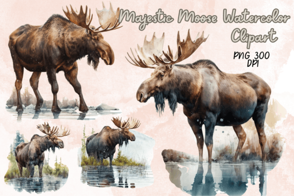 Download Majestic Moose Watercolor Clipart - Majestic Collection