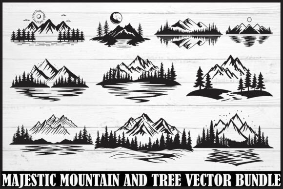 Download Majestic Mountain and Tree Vector Bundle - Majestic Collection