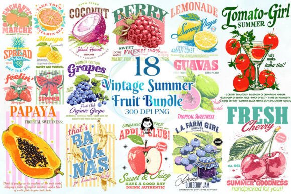 Download Vintage Summer Fruit Quotes PNG - Summer Collection