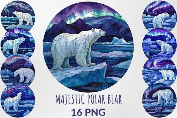 Download Stained Glass Majestic Polar Bear Bundle - Majestic Collection