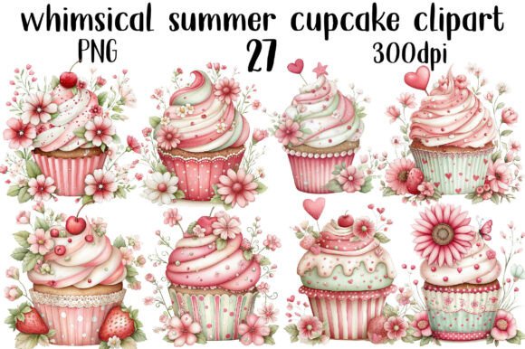 Download Whimsical Summer Cupcake Clipart - Summer Collection